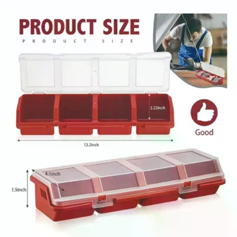 Workshop Tools Organizer - Screw Organizer Box Plastic 4 Compartments