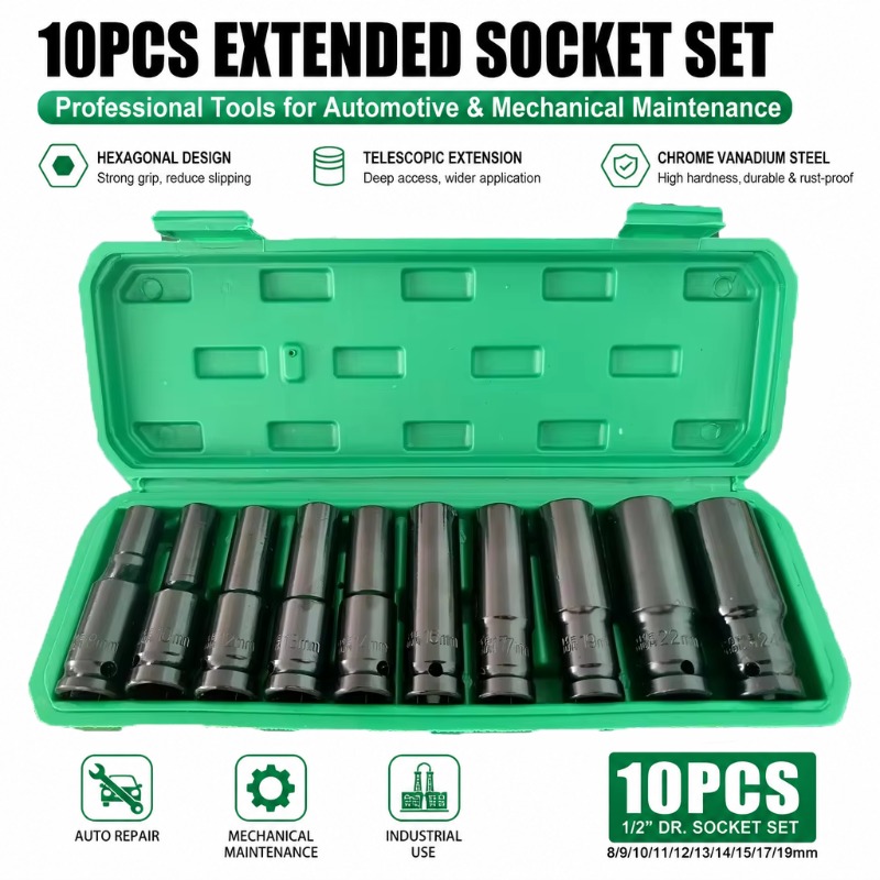 Car Workshop Tools And Equipment - 10Pcs 1/2