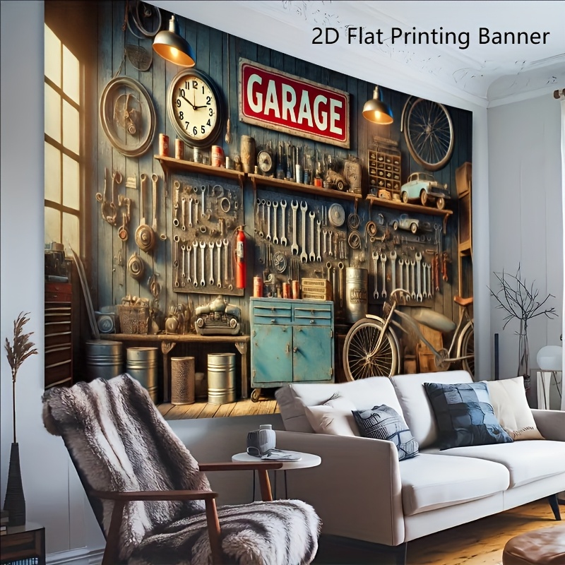 Industrial Garage Backdrop Ban - đánh giá và giá Workshop Tools Wallpaper