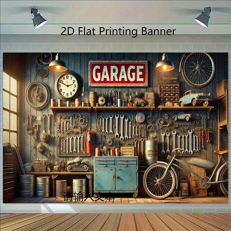 Industrial Garage Backdrop Ban - đánh giá và giá Workshop Tools Wallpaper